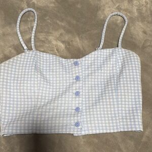 Forever 21 Blue and White Gingham Tank Top